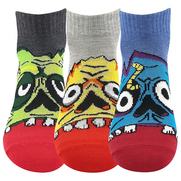 Ponožky obrázkové dětské Boma Zombik 3 páry (černé, šedé, modré), 35-38
