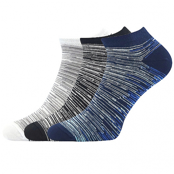 Ponožky krátké dámské Boma Piki 70 Tlapky Pruhy 3 páry (černé, bílé, modré), 35-38