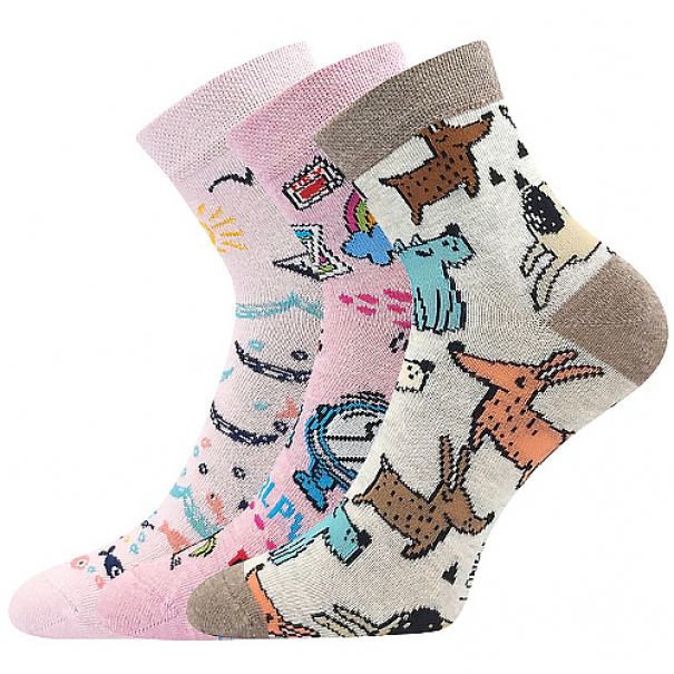Ponožky dětské trendy Lonka Dedotik 3 páry (světle růžové, růžové, béžové), 35-38