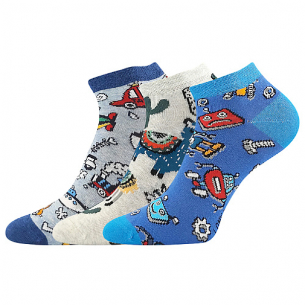 Ponožky dětské trendy Lonka Dedonik 3 páry (světle modré, modré, béžové), 35-38