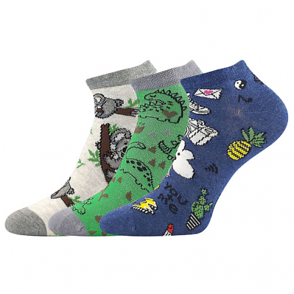 Ponožky dětské trendy Lonka Dedonik 3 páry (zelené, modré, béžové), 35-38