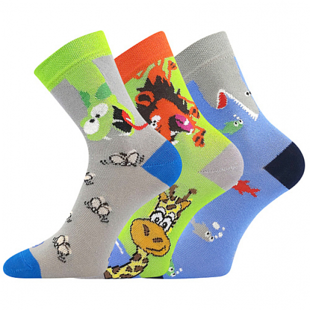 Ponožky dětské Lonka Woodik 3 páry (zelené, oranžové, šedé), 35-38