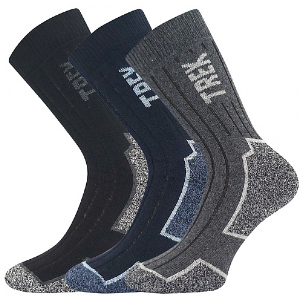 Ponožky pánské silné Boma Trekan 3 páry (černé, tmavě modré, tmavě šedé), 39-42