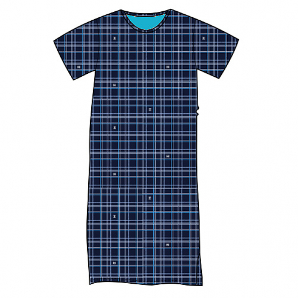 Noční košile pánská Lonka Seeking krátký rukáv Kostky - tmavě modré, XL