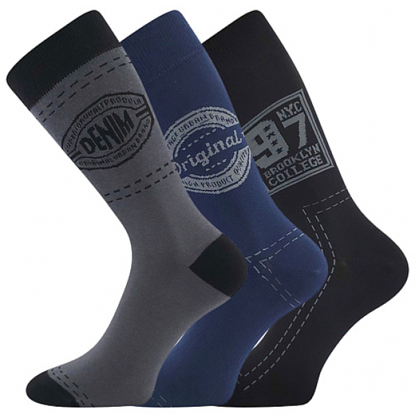 Ponožky pánské Boma Kuba 3 páry (tmavě šedé, tmavě modré, černé), 39-42