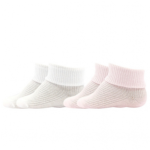 Ponožky kojenecké Boma Rafa 2 páry (bílé, růžové), 14-17