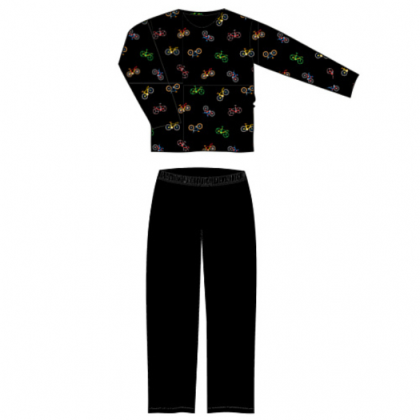 Pyžamo pánské Lonka Lopping dlouhý rukáv Kolo - černé, XL