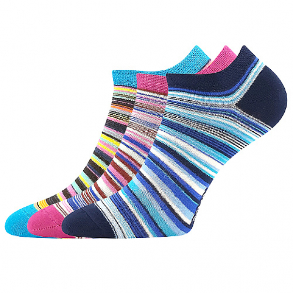 Ponožky dámské Boma Piki 75 Pruhy 3 páry (modré, navy, růžové), 39-42