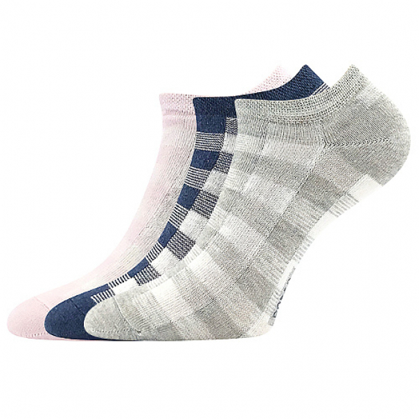 Ponožky dámské Boma Piki 76 Kostky 3 páry (růžové, navy, šedé), 39-42