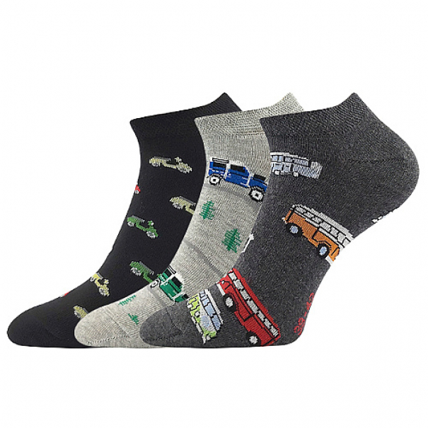 Ponožky pánské Boma Piki 81 Auta 3 páry (černé, tmavě šedé, šedé), 39-42