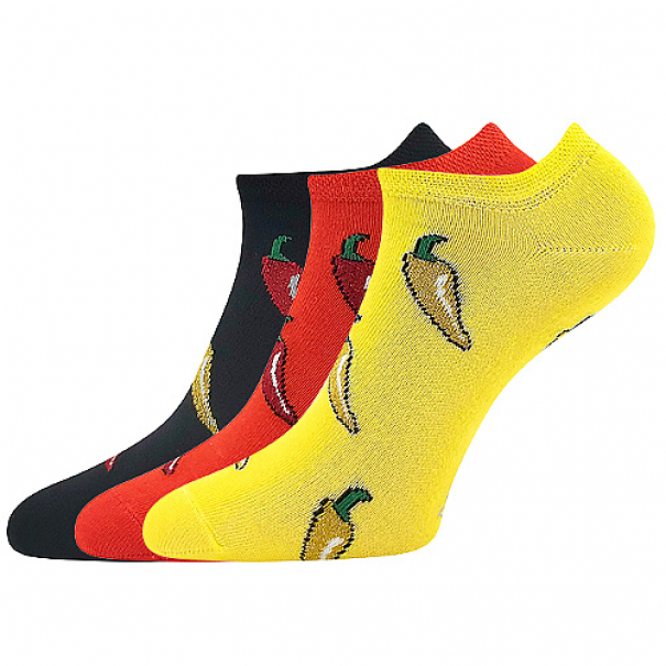 Ponožky dámské letní Boma Piki 84 Papričky 3 páry (černé, žluté, červené), 35-38