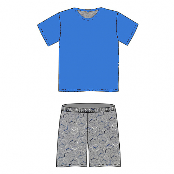 Pyžamo pánské Lonka Kája krátký rukáv Hodiny - modré, XL