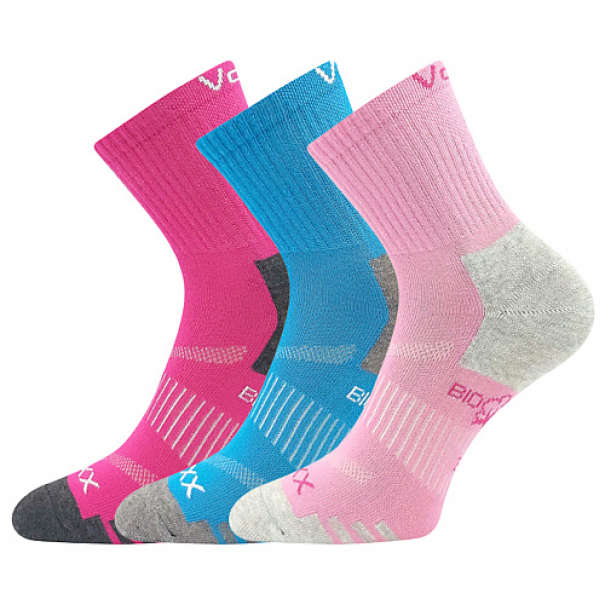 Ponožky dětské sportovní Voxx Boazik 3 páry (modré, růžové, tmavě růžové), 20-24