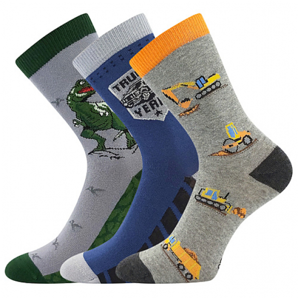 Ponožky dětské slabé Boma 057-21-43 15/XV 3 páry (žluté, modré, zelené), 25-29