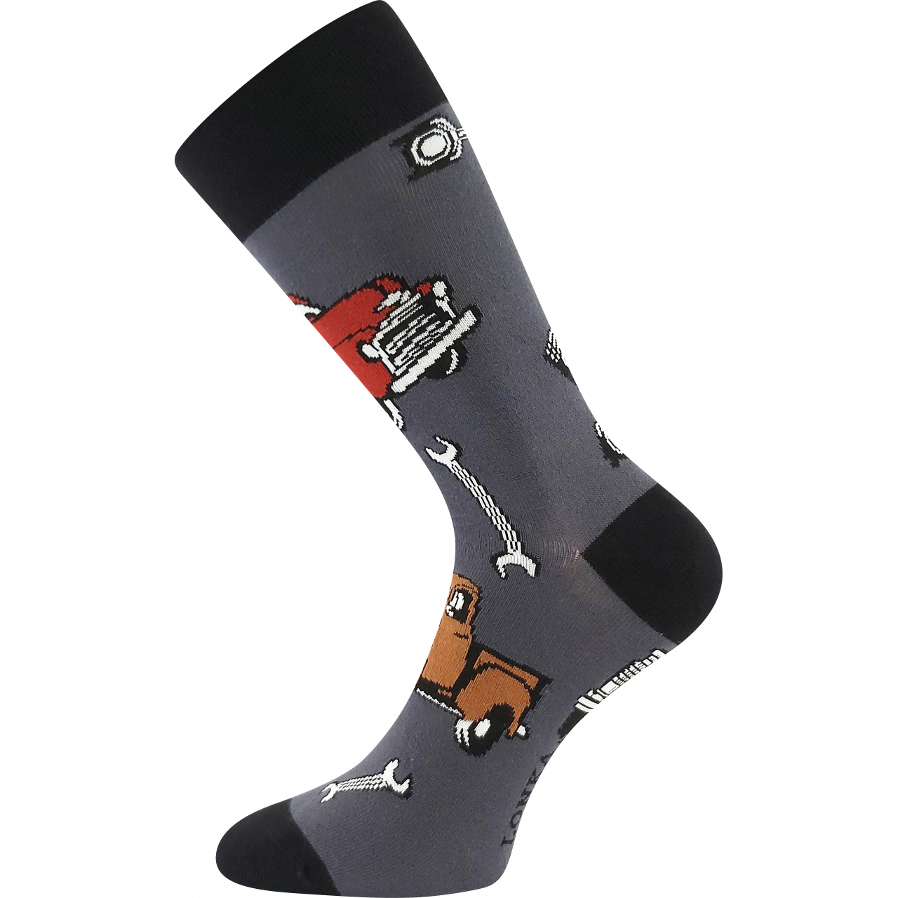 Ponožky pánské trendy Lonka Depate Auta - šedé-černé, 39-42