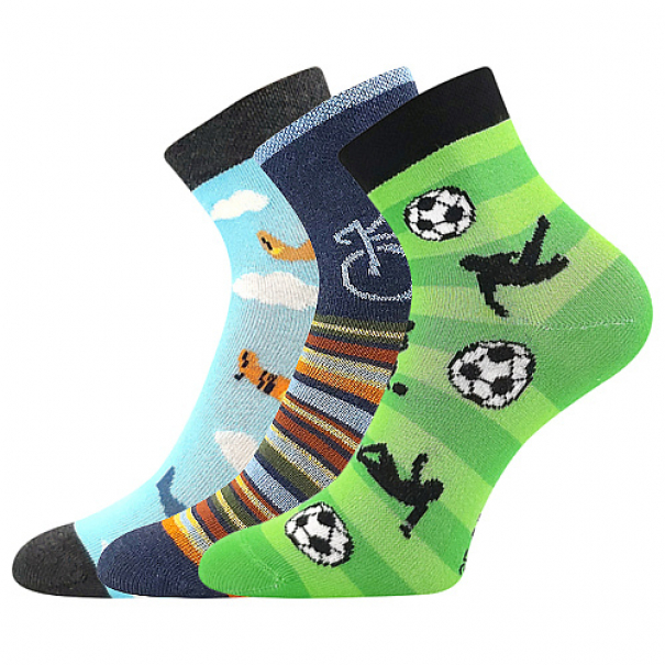 Ponožky dětské slabé Boma Kay3 páry (zelené, modré, navy), 35-38