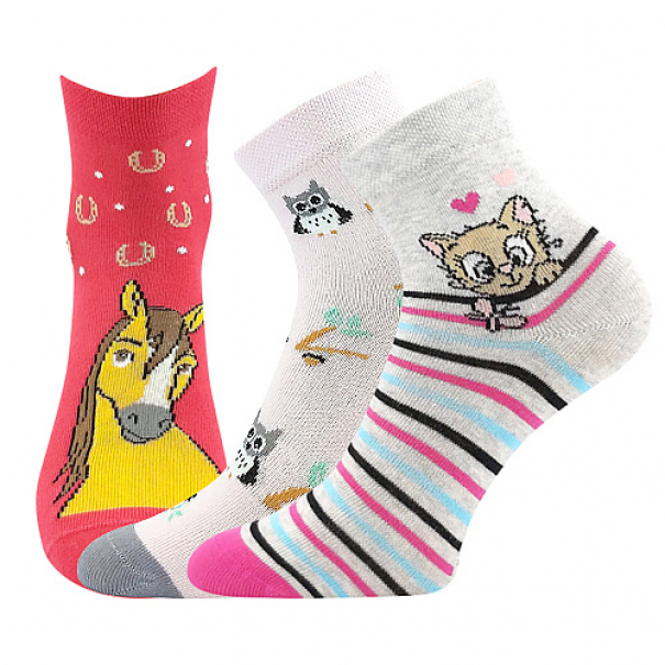 Ponožky dětské slabé Boma Kay3 páry (růžové, tmavě růžové, šedé), 25-29
