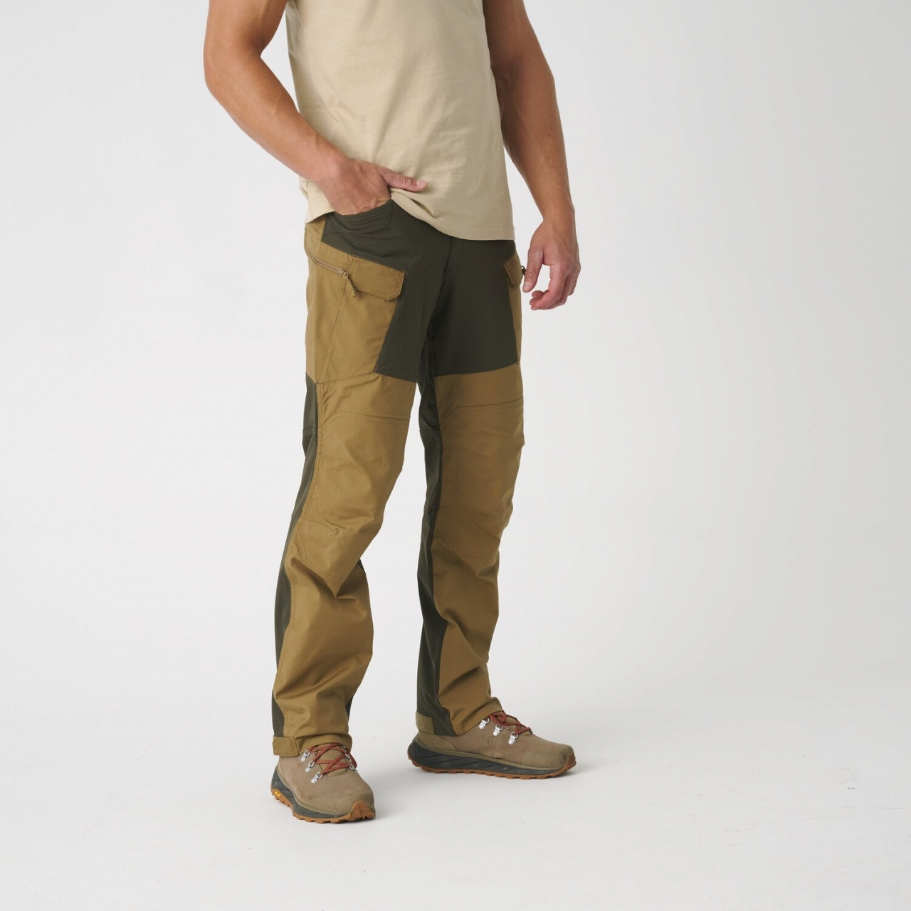 Kalhoty Helikon Hybrid Outback Pants Duracanvas - coyote-olivové, XXL Long