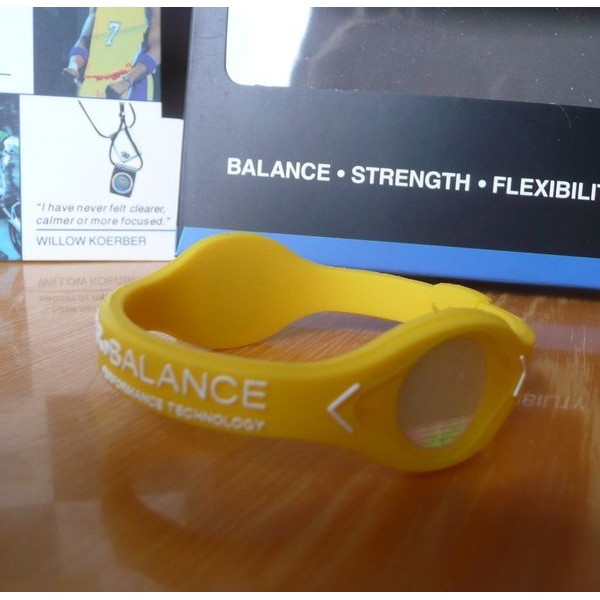 Balanční náramek s hologramem Power Balance - žlutý-bílý, XL