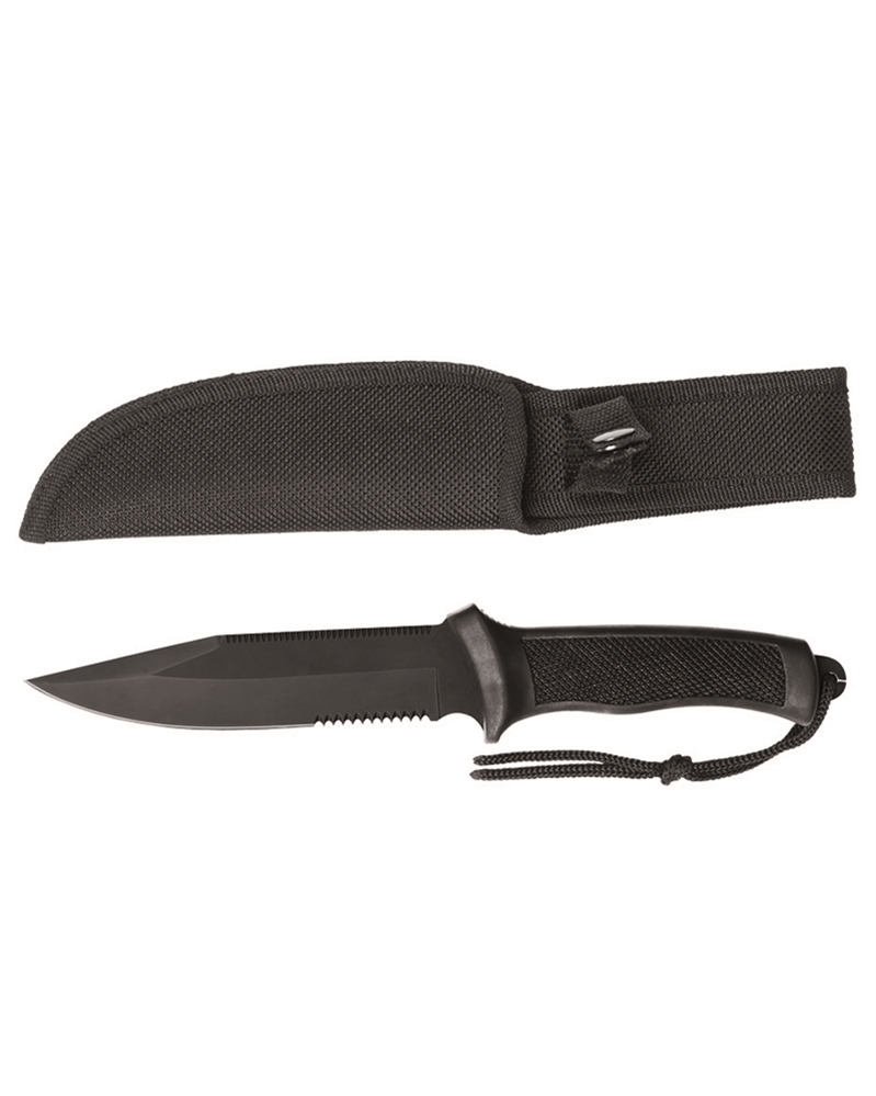 Bojový nůž s gumovou rukojetí - černý (18+)