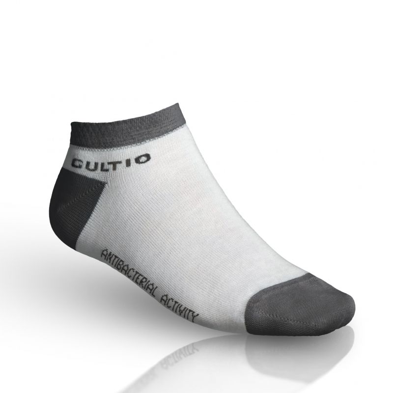 Snížené ponožky se stříbrem Gultio - bílé-šedé, 25-26 = EU 38-40
