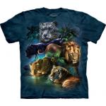 Tričko unisex The Mountain Big Cats Jungle - modré