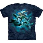 Tričko unisex The Mountain Sea Turtle Collage - modré
