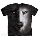Tričko unisex The Mountain Black & White Wolf Face - černé