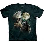 Tričko unisex The Mountain Three Wolf Moon - sivé