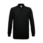 Pánské polo tričko B&C Safran s dlouhým rukávem - černé