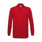 Pánské polo tričko B&C Safran s dlouhým rukávem - červené