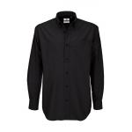 Košeľa pánska B&C Oxford s dlhým rukávom - čierna