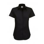 Košile dámská B&C Sharp Twill s krátkým rukávem - černá
