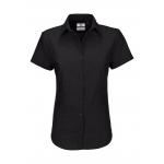 Košile dámská B&C Oxford s krátkým rukávem - černá