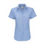 Košile dámská B&C Oxford s krátkým rukávem - světle modrá