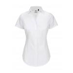 Košile dámská B&C Elastane s krátkým rukávem - bílá