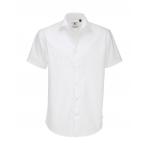 Košile pánská B&C Elastane s krátkým rukávem - bílá