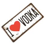 Plechová cedule I Love Vodka - bílá