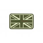 Gumová nášivka Jackets to Go vlajka Velká Británie - olivová