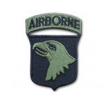 Nášivka 101. výsadková divize Airborne suchý zip - olivová