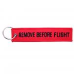 Přívěsek na klíče Fostex Remove before flight - červený-černý