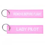Přívěsek na klíče Fostex Remove before flight Lady Pilot - růžový