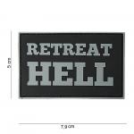 Gumová nášivka 101 Inc nápis Retreat Hell - čierna-sivá