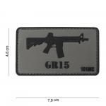 Gumová nášivka 101 Inc zbraň GR15 - sivá