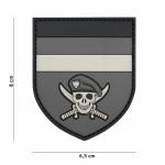 Gumová nášivka 101 Inc vlajka German Commando Skull - šedá
