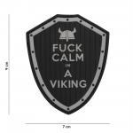 Gumová nášivka 101 Inc nápis Fuck Calm im a Viking - čierna