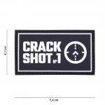 Gumová nášivka 101 Inc nápis Crack Shot - čierna