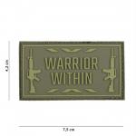 Gumená nášivka 101 Inc nápis Warrior Within - olivová