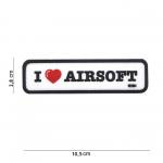 Gumová nášivka 101 Inc nápis I Love Airsoft - bílá