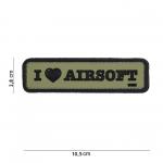 Gumová nášivka 101 Inc nápis I Love Airsoft - olivová